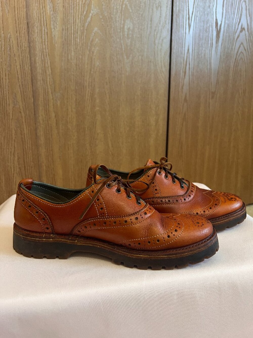 Vintage The Last Footwear Company NZ Leather Wingtip Brogues Brown Size 8.5W